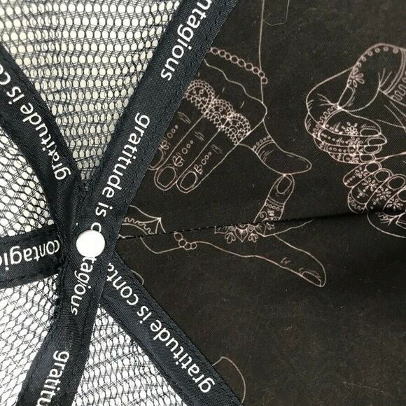 Turtle Fur Trucker Hat Cap Mandala Hands Tie Dye Blue Gratitude is Contagious - Picture 7 of 7